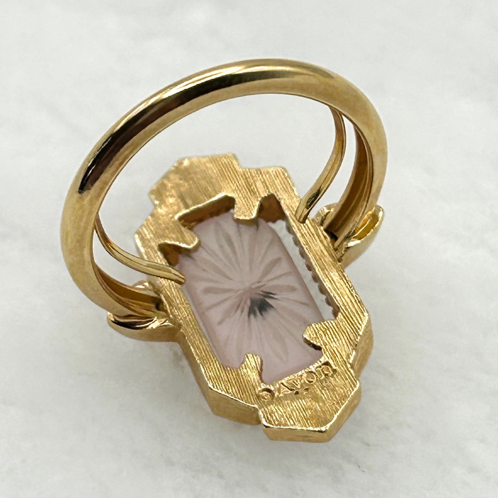 ✨ Vintage ‘Frostlights’ Art Deco Camphor Glass Gold Tone Ring – Size 7.5 ✨ - Picture 11 of 16